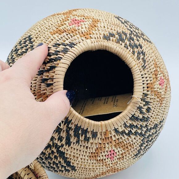 Authentic Traditional South African Hand Woven ZULU Ukhamba Basket w. Lid 10" - Picture 7 of 12
